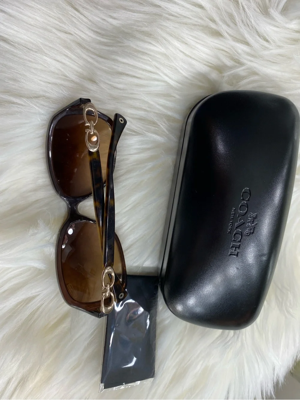 Coach Tortoiseshell Sunglasses with Brown Gradient Lenses and Gold Accents